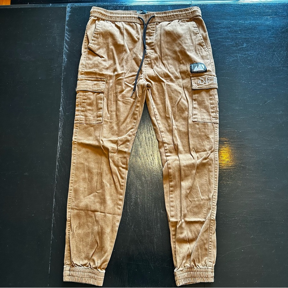 Brooklyn Medium Brown Jogger Elastic Waist Pants Street Cargo 00s y2k
